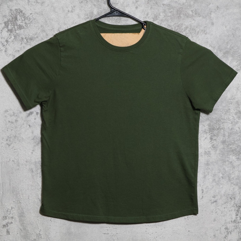 Ash & Erie T-Shirt Mens Large Green Short Sleeve Crew Neck Curved Hem Preppy